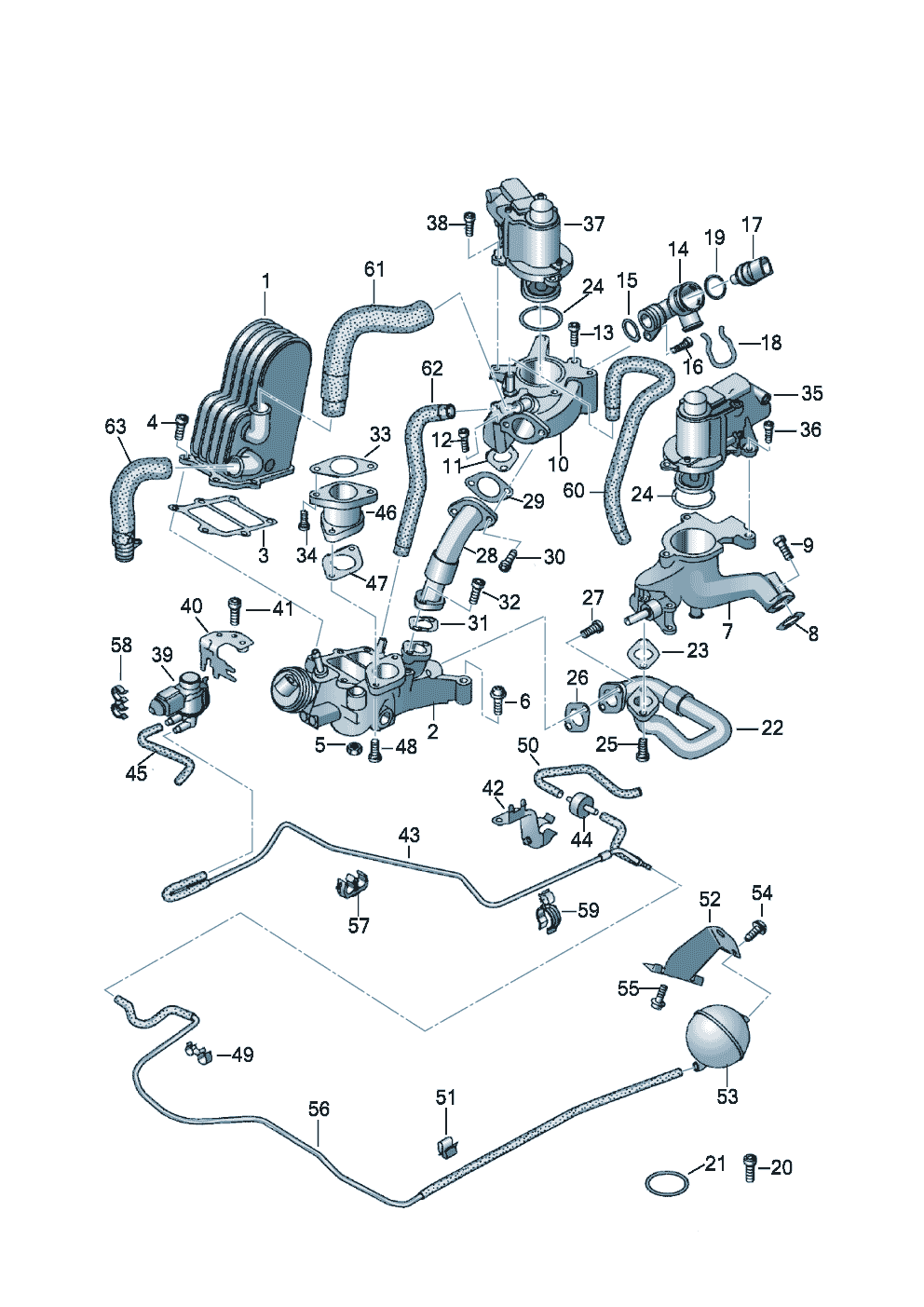 systeme de depressionRecyclage des gaz echappement 4,2l - Audi Q7 - aq7
