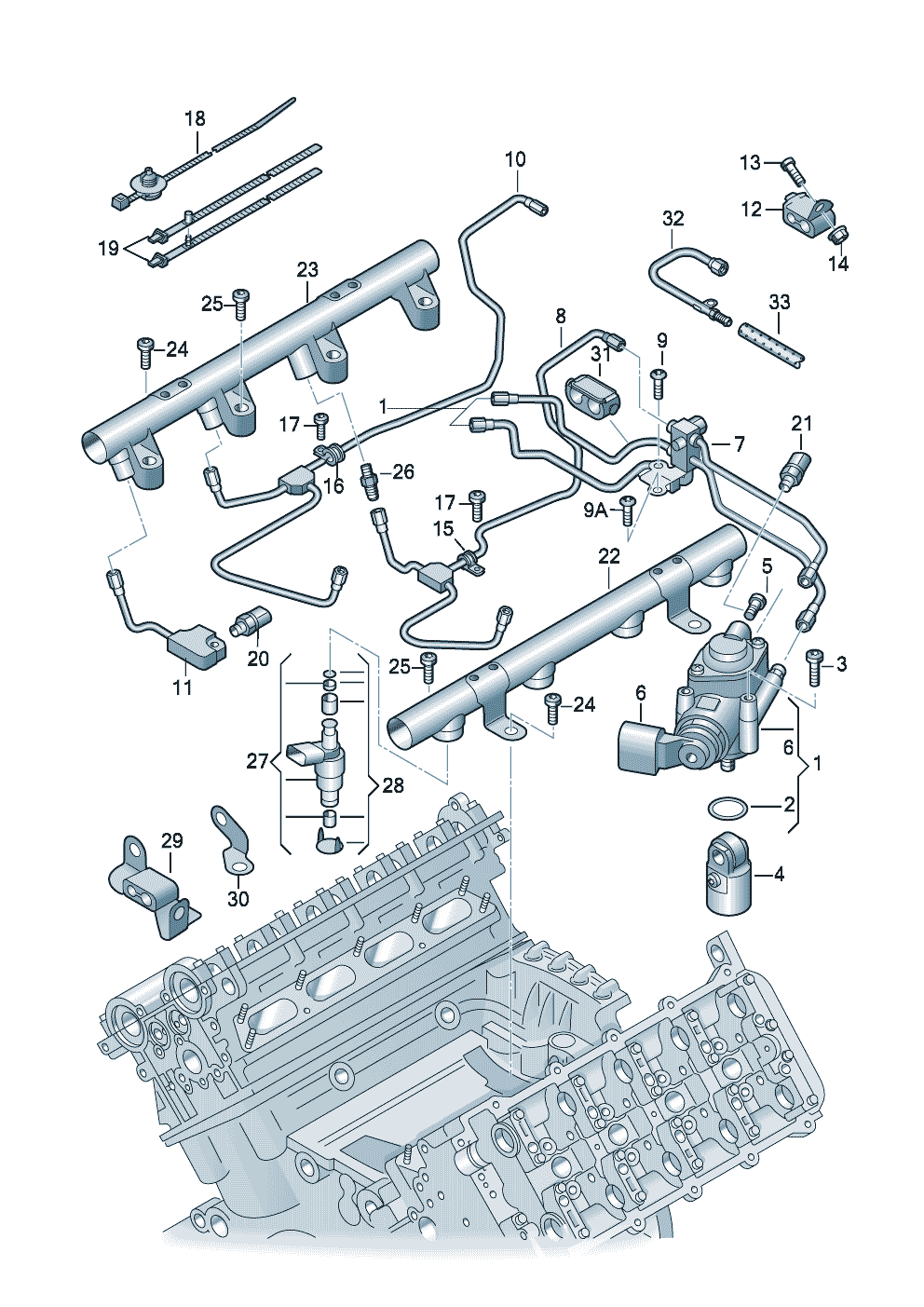 Fuel railFuel pumpInjection valve 4.2 Ltr. - Audi A8 - a8