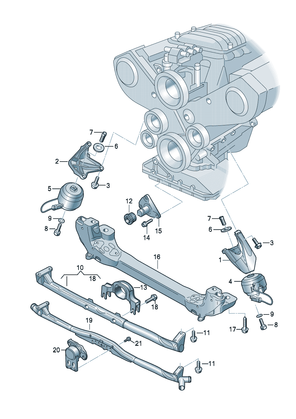 Детали крепления двигателя 2,8/3,2 л.<br> 154/170/191KW - Audi A8 - a8