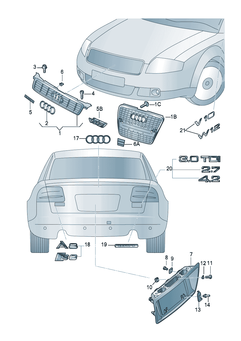 inscriptions/lettering  - Audi A8/S8 quattro - a8q