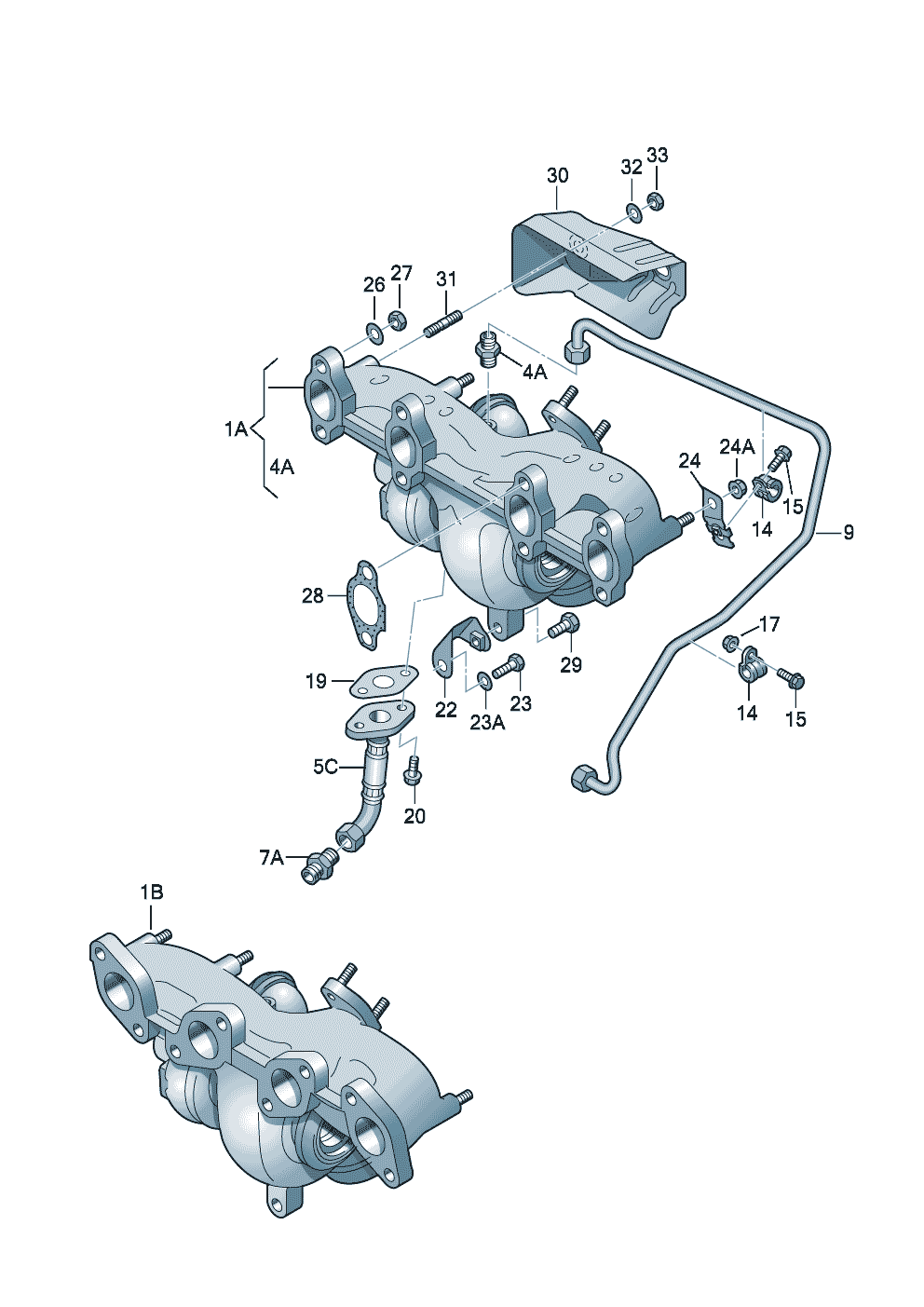 Exhaust gas turbochargerExhaust manifolds 1.9/2.0ltr. - Audi A3/S3/Sportb./Lim./qu. - a3