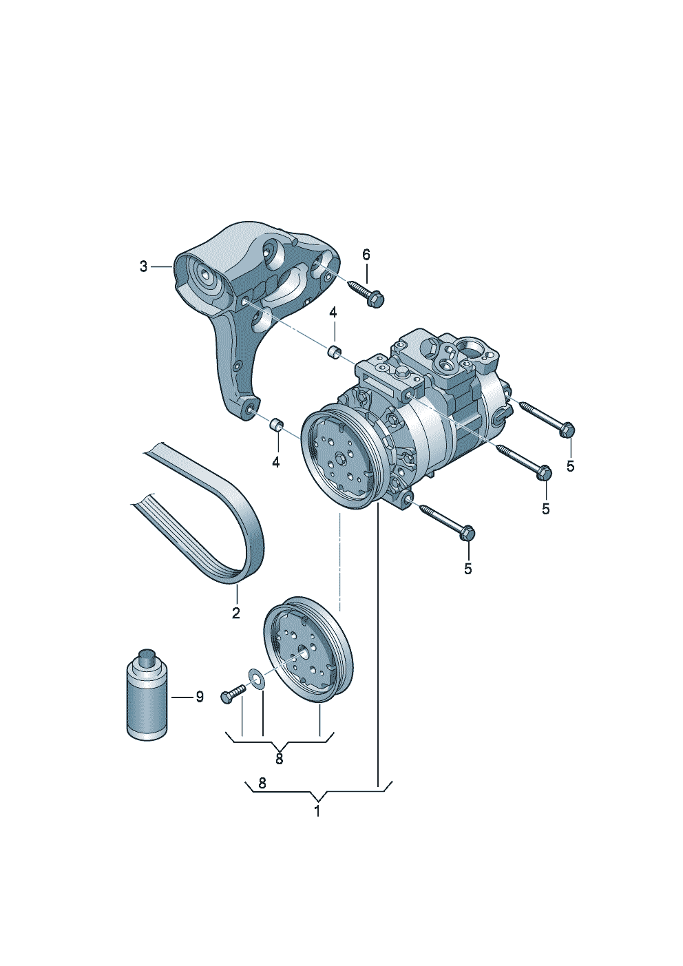 Compressore climatizzatoreparti collegamento e<br>fissaggio per compressore  - Audi A3/S3/Sportb./Lim./qu. - a3