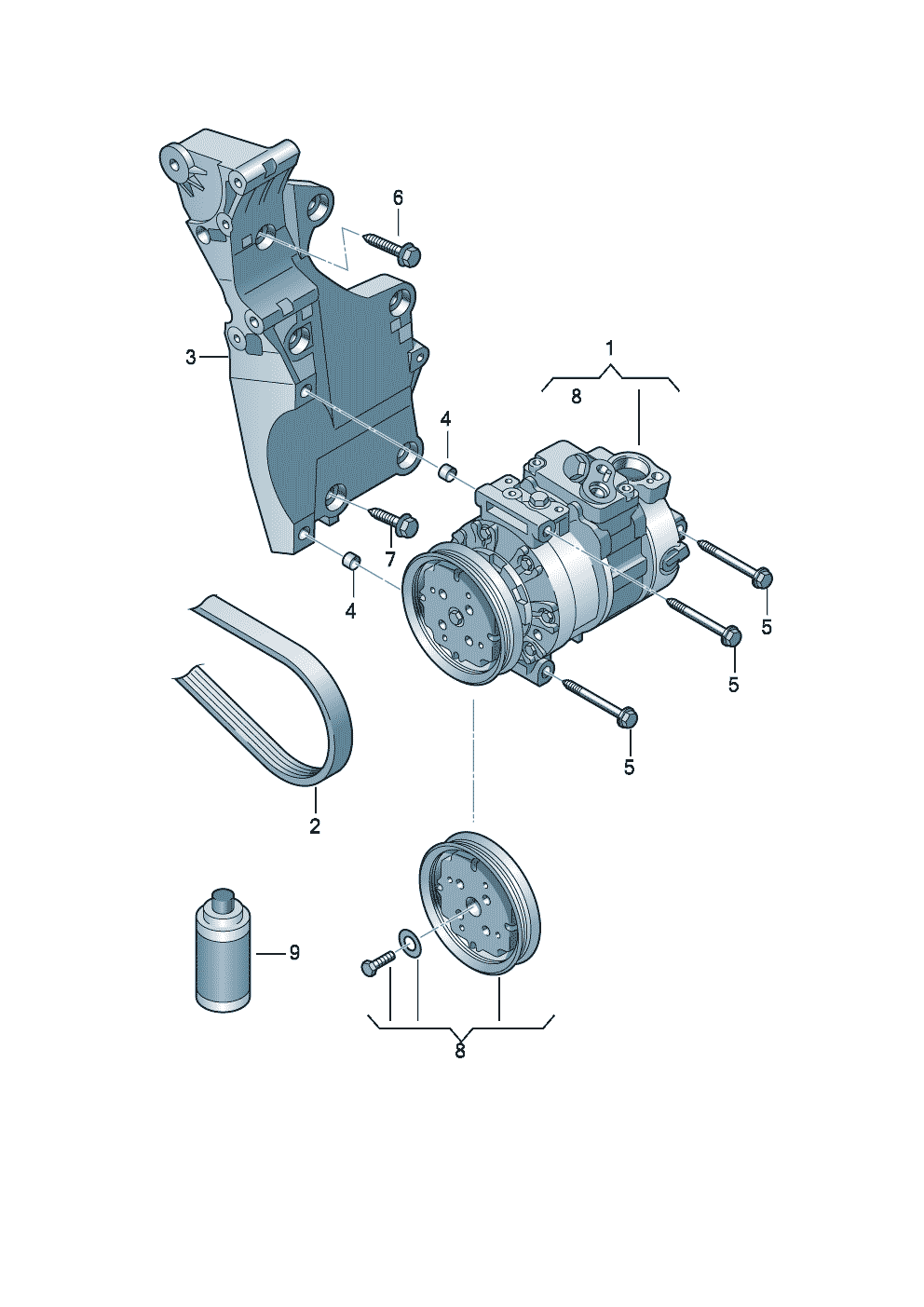 A/C compressorconnecting and mounting parts<br>for compressor  - Audi A3/S3/Sportb./Lim./qu. - a3