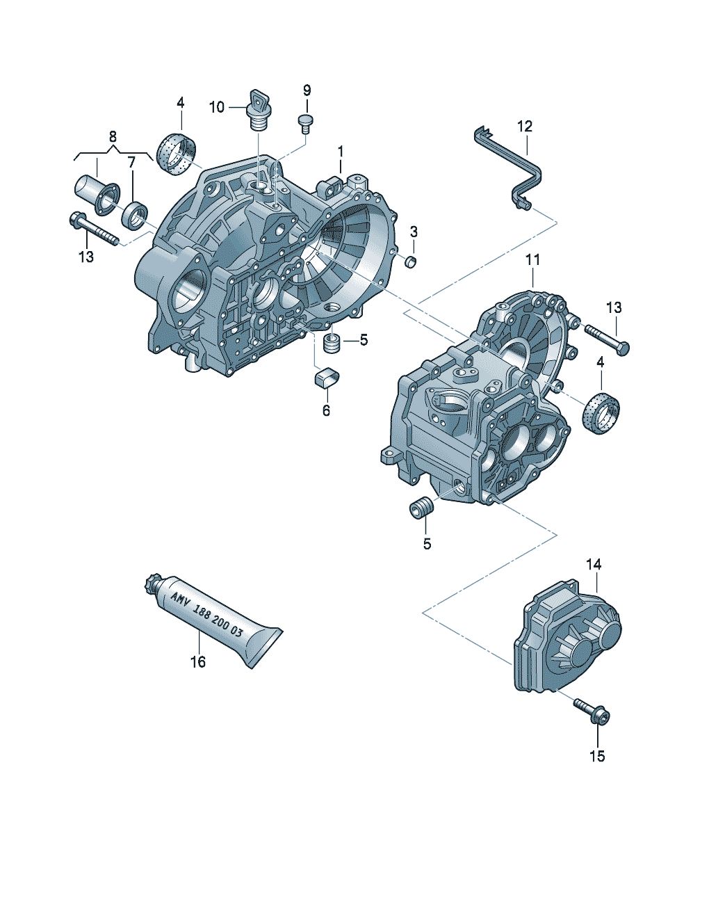 Gear housingfor 6 speed manual gearbox 1.8/2.0Ltr. - Audi A3/S3/Sportb./Lim./qu. - a3