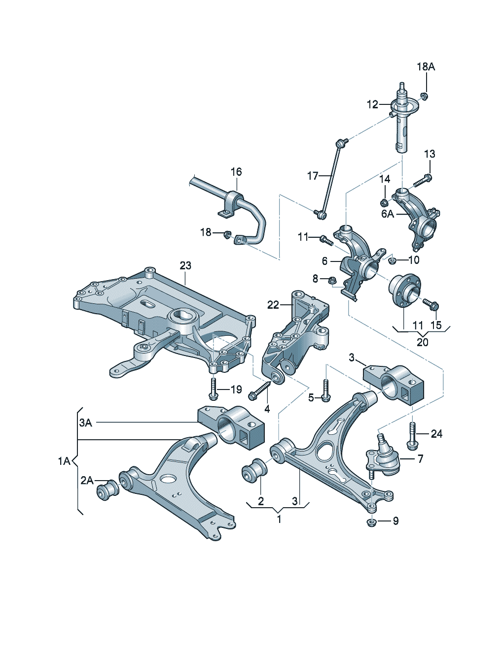 bras transversalCache de roulement de roueBarre stabilisatrice av - Audi A3/S3/Sportb./Lim./qu. - a3