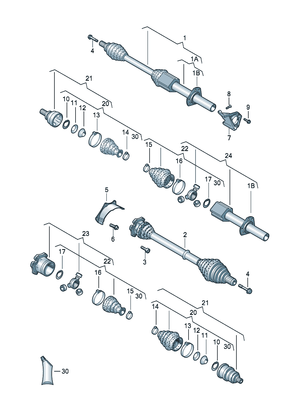 Albero di trasmissioneper cambio automatico 6 marce ant. - Audi A3/S3/Sportb./Lim./qu. - a3