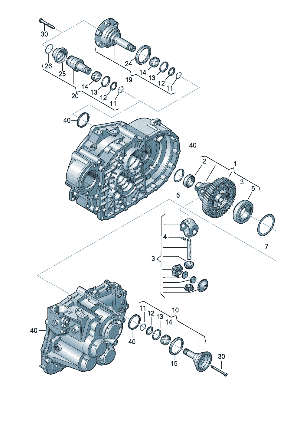 Differentieelaangedreven tandwiel6-versnellings schakelbak 2,0ltr. - Audi A3/S3/Sportb./Lim./qu. - a3