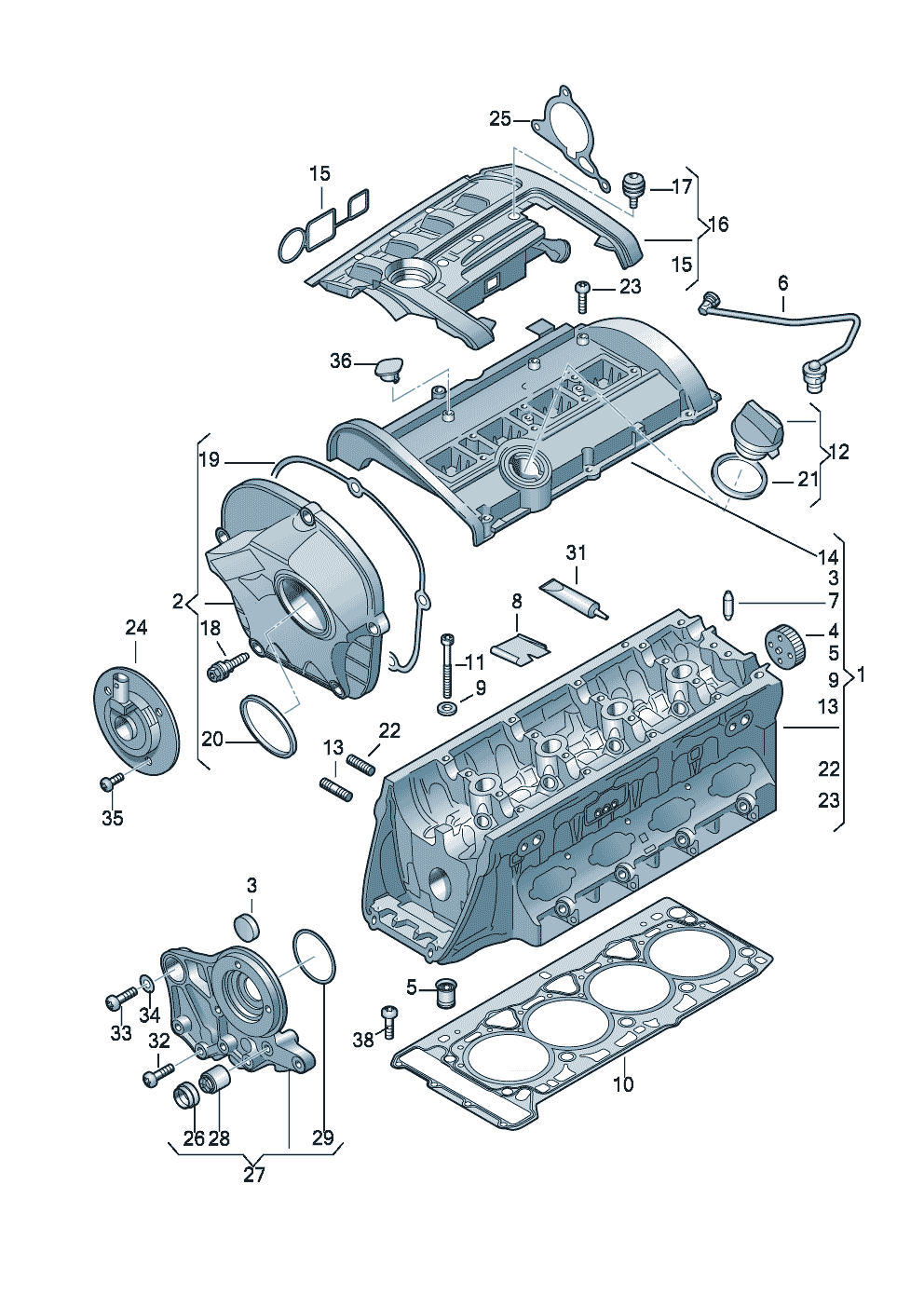 Głowica cylindrów 1,8 l<br> 118KW - Audi A3/S3/Sportb./Lim./qu. - a3