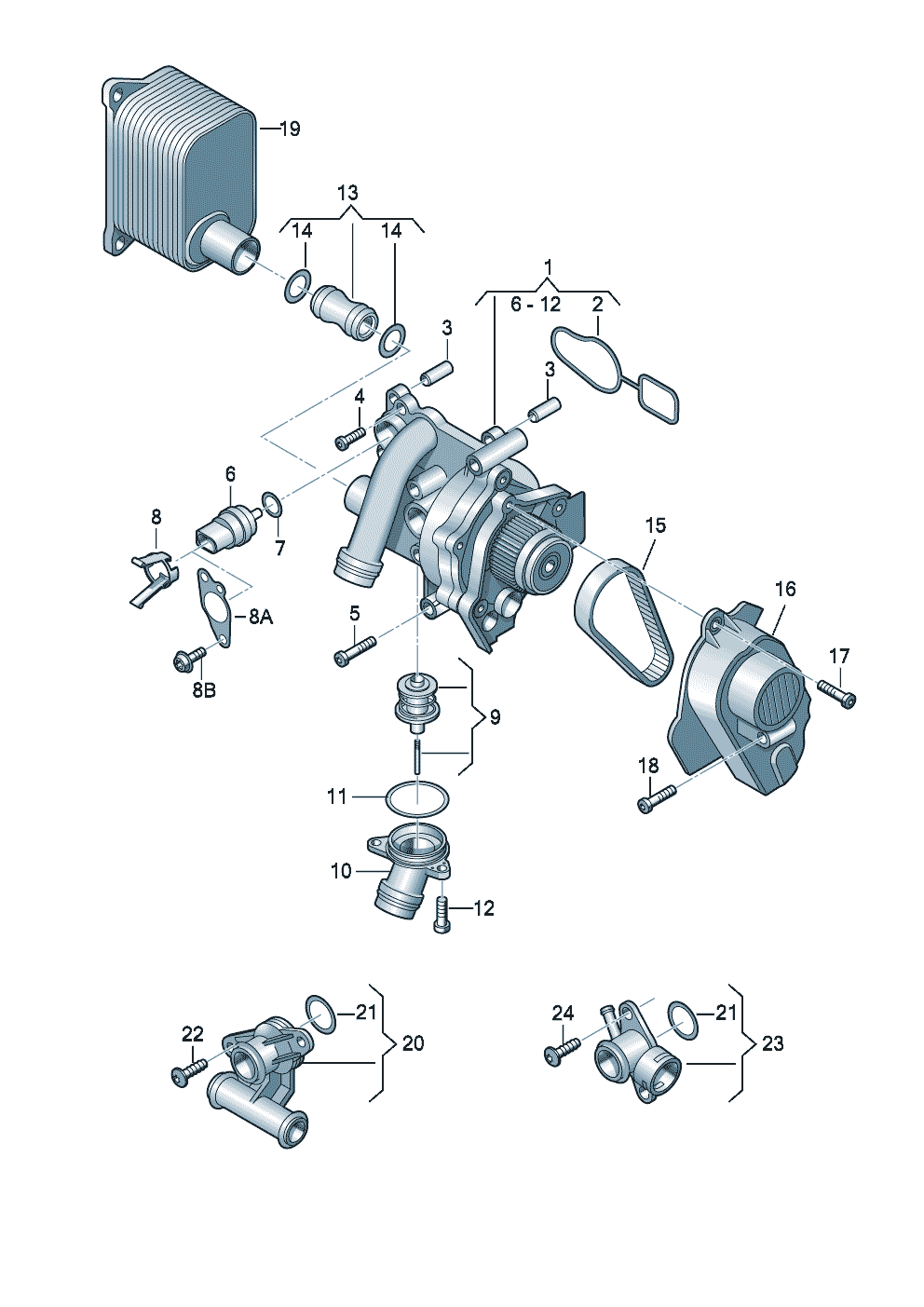 Coolant pumpCoolant regulatorwater connection 1.8ltr. - Audi A4/Avant - a4