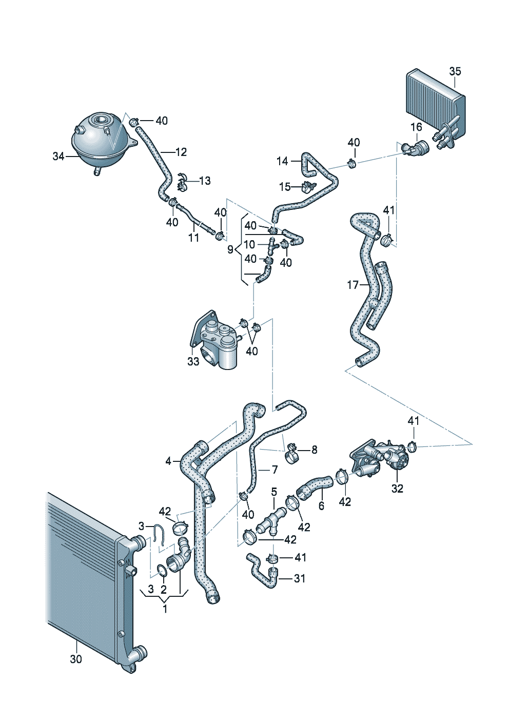 Układ chłodzenia silnikadla manualnej skrzyni biegow zasilanie1,6 l - Audi A3/S3/Sportb./Lim./qu. - a3