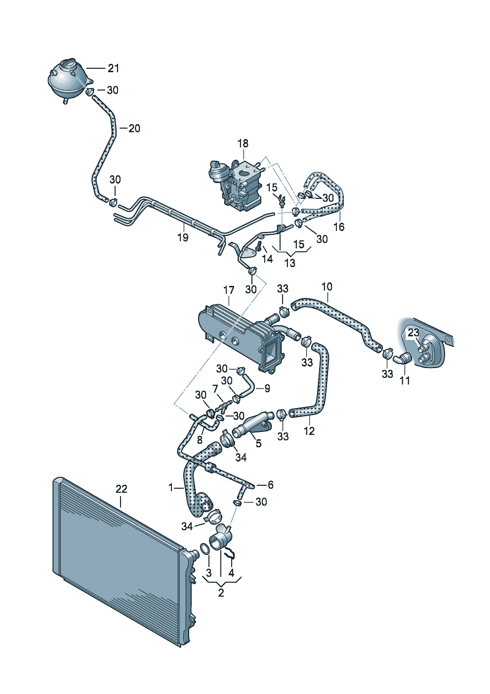 Układ chłodzenia silnikadla manualnej skrzyni biegow zasilanie2,0 l - Audi A3/S3/Sportb./Lim./qu. - a3