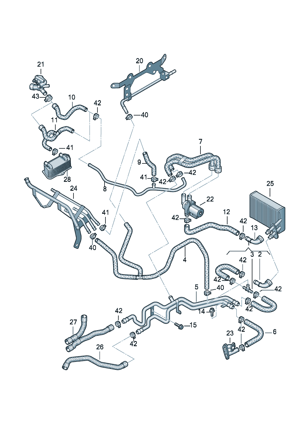 Układ chłodzenia silnikadla pojazdów z ogrzewaniem<br>postojowym 3,2 l - Audi A3/S3/Sportb./Lim./qu. - a3
