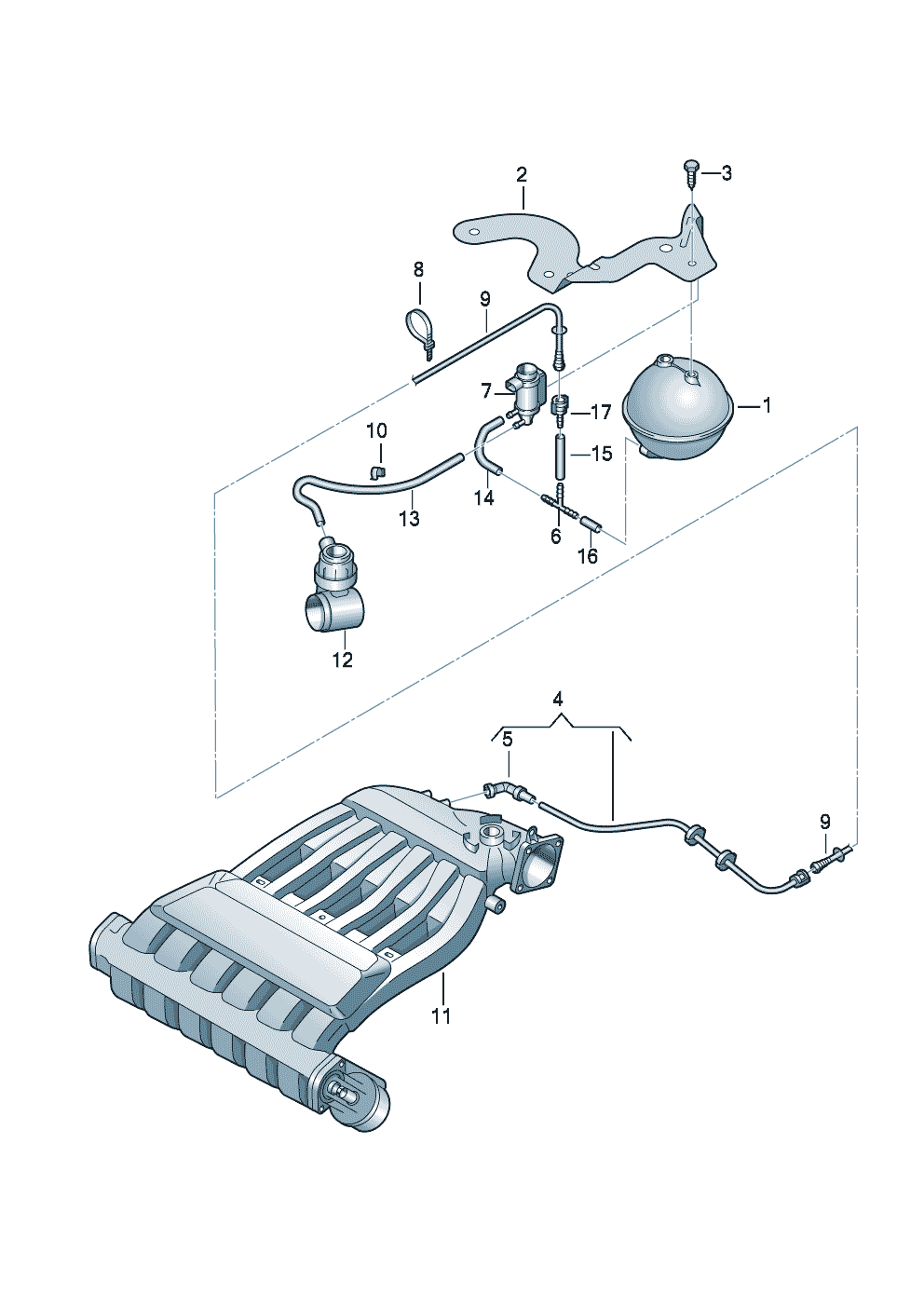 Вакуумная системадля заднего глушителя 3,2 л.2,0 л. - Audi A3/S3/Sportb./Lim./qu. - a3