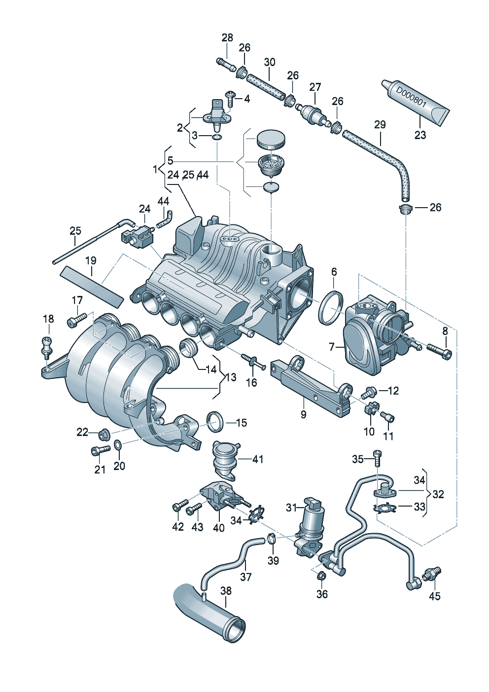 Throttle valve control element<br>vacuum system<br>intake system<br>Exhaust gas recirculation<br> D             >> -    MJ 2005 1.6ltr. - Audi A3/S3/Sportb./Lim./qu. - a3
