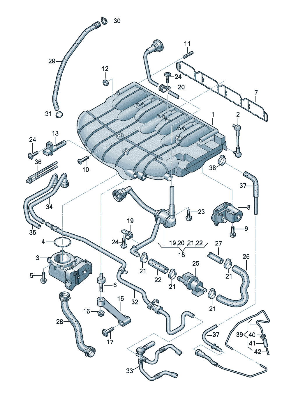 variable intake manifoldThrottle valve control elementvacuum system 2.0 Ltr. - Audi A6/Avant - a6