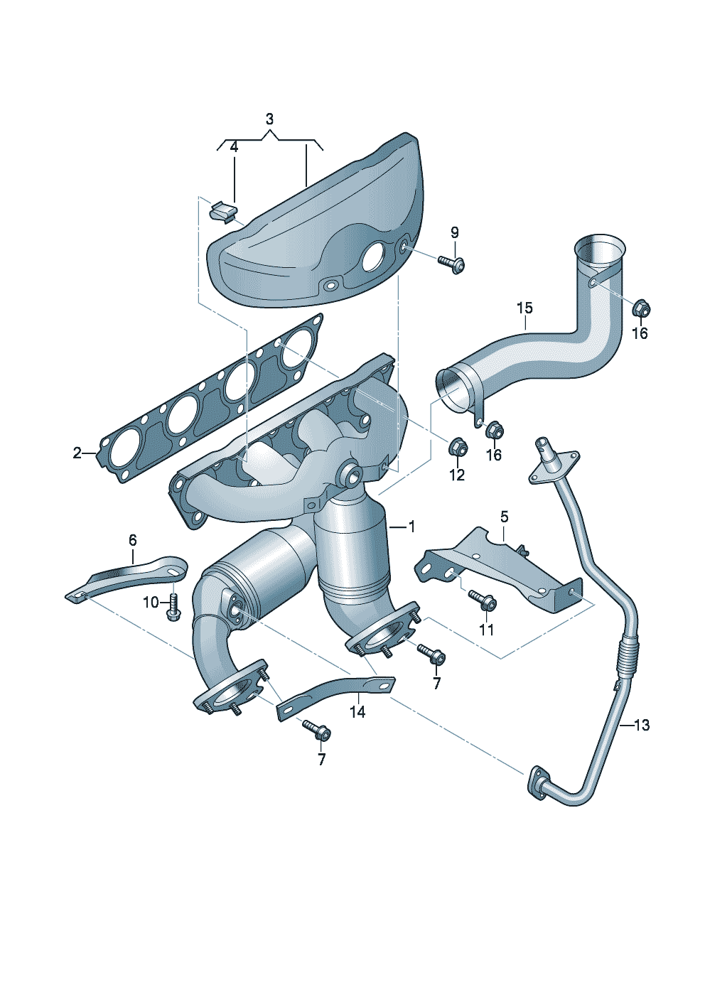 Exhaust manifold with<br>catalytic converter 2.0 Ltr. - Audi A3/S3/Sportb./Lim./qu. - a3