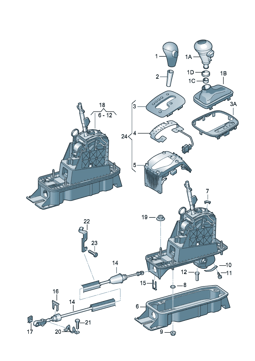 Schaltbetätigung6-Gang-Automatikgetriebe6-Gang-Doppelkupplungsgetriebe  - Audi A3/S3/Sportb./Lim./qu. - a3