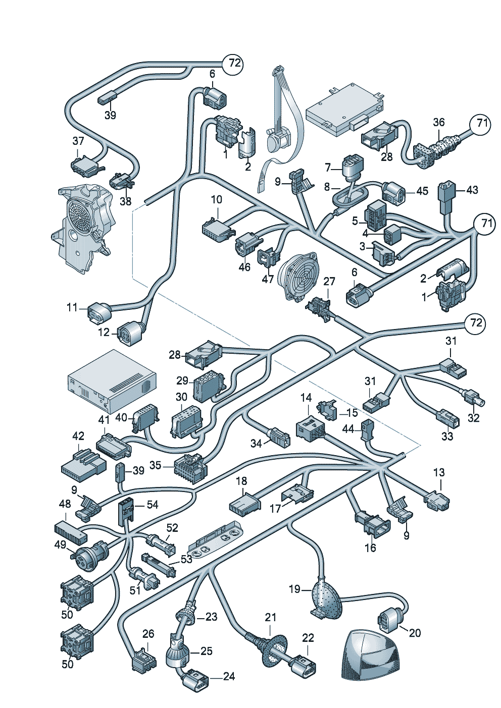 Individual partswiring harness for interior                         area: leftandrear - Audi A3/S3/Sportb./Lim./qu. - a3