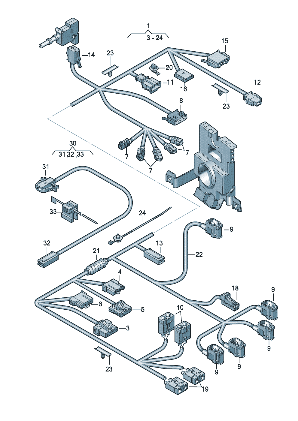 Adapter-Leitungssatz für<br>hochgesetzte Bremsleuchte  - Audi A3/S3/Sportb./Lim./qu. - a3