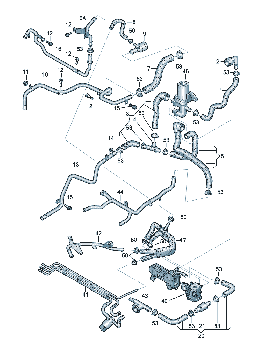 Kühlmittelkühlungfür Fahrzeuge mit Standhei-<br>zung 2,0Ltr. - Audi A3/S3/Sportb./Lim./qu. - a3