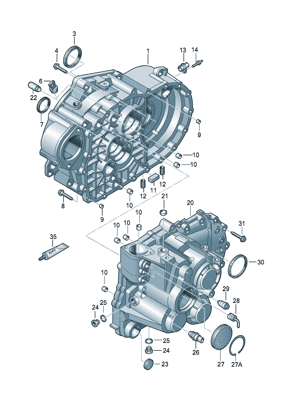 Gear housing6-speed manual transmissionfor four-wheel drive 2.0/3.2 l - Audi A3/S3/Sportb./Lim./qu. - a3