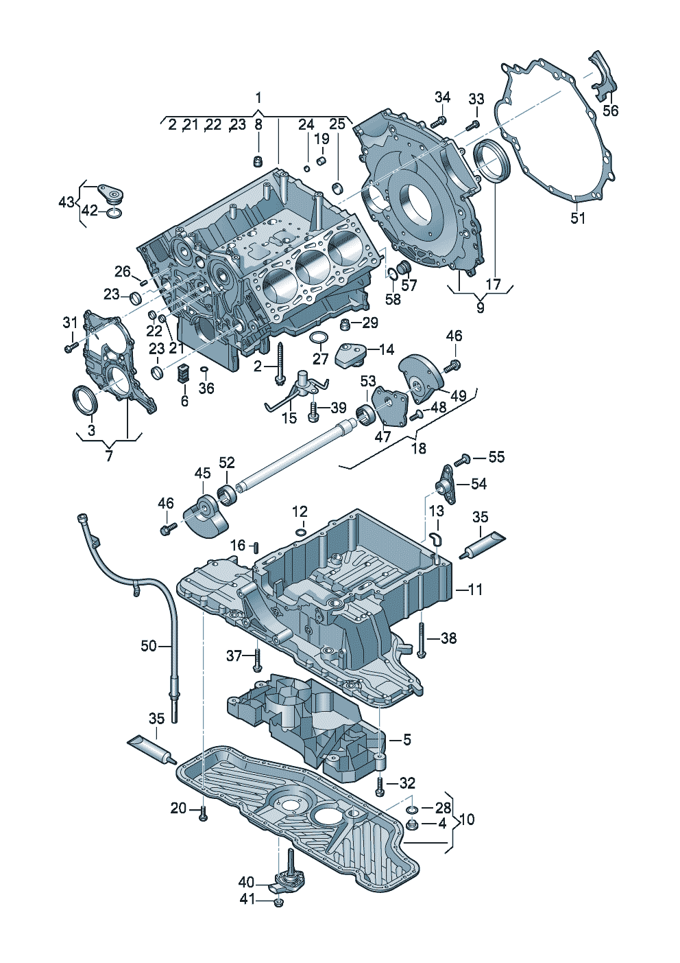 bloc-cylindrescarter dhuile 3,0l<br> 155/176KW - Audi Q7 - aq7