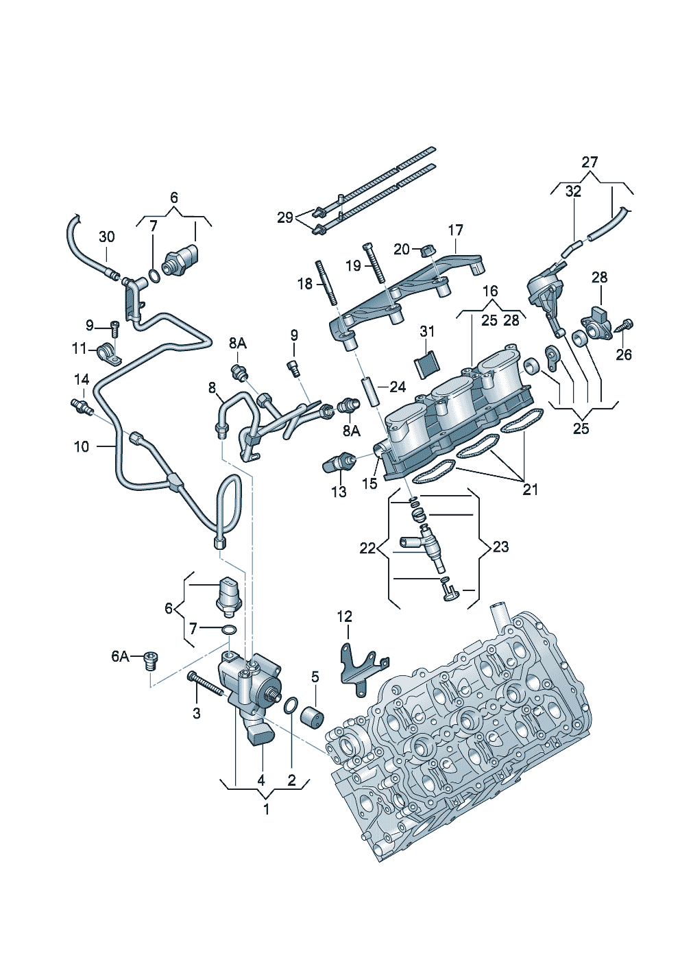 Fuel railFuel pumpInjection valve 3.2Ltr. - Audi A6/Avant - a6