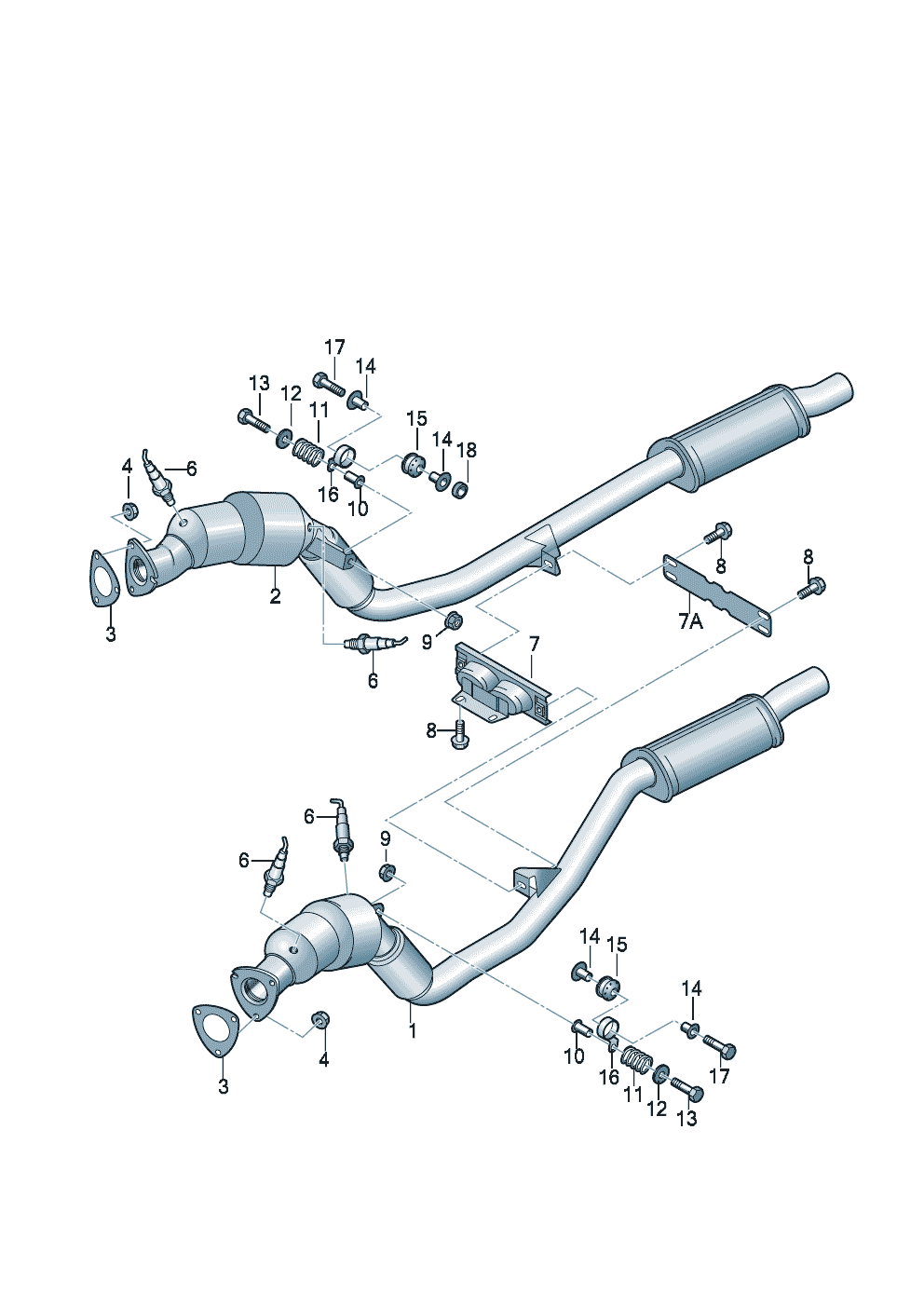 Exhaust pipe with catalyst 2.4/2.8/<br>3.2ltr. - Audi A6/S6/Avant quattro - a6q