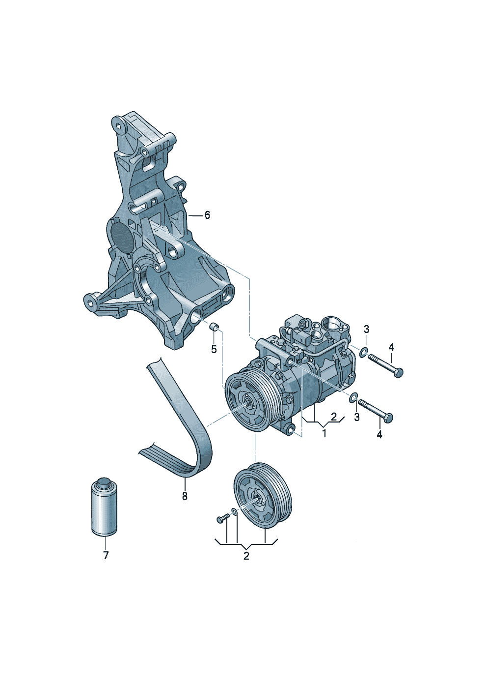 A/C compressorconnecting and mounting parts<br>for compressor 2.0 Ltr. - Audi A6/S6/Avant quattro - a6q