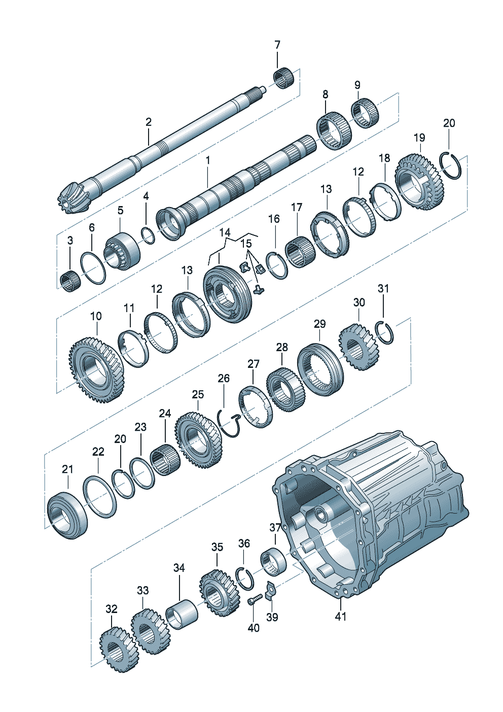 Arbre secondairearbres et pignonsp. boite mecanique 6 vit.pour transmission integrale 2,8l - Audi A6/Avant - a6