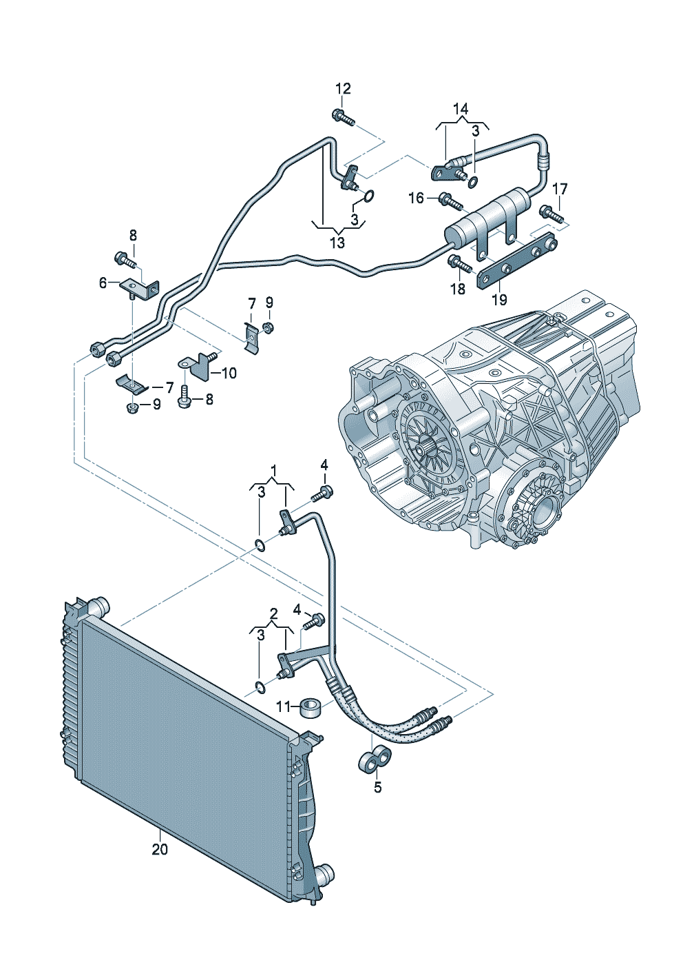 Напорный маслопровод для охла-<br>ждения масла коробки передачдля бесступенчатой<br>АКП 2,7 л. - Audi A6/Avant - a6
