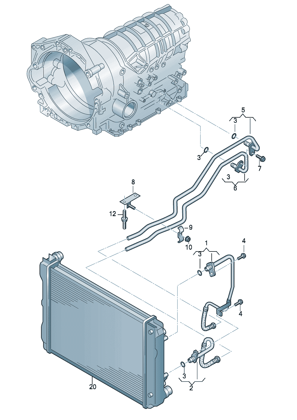 Напорный маслопровод для охла-<br>ждения масла коробки передач6-ступенчатая АКП 4,2 л.<br> MPI - Audi A6/Avant - a6