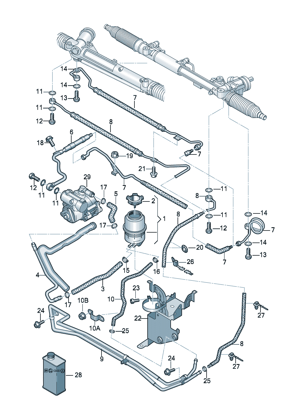 reservoir dhuile et pieces<br>de raccord, flexibles 3,0l - Audi A6/Avant - a6