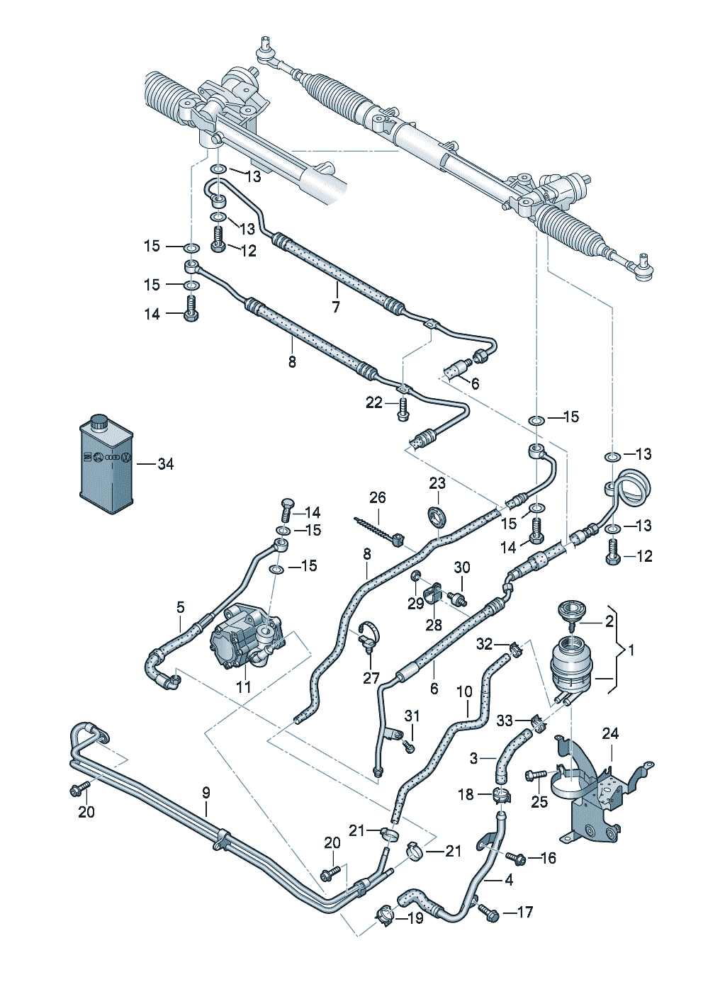 oil container and connection<br>parts, hoses 4.2 Ltr. - Audi A6/S6/Avant quattro - a6q