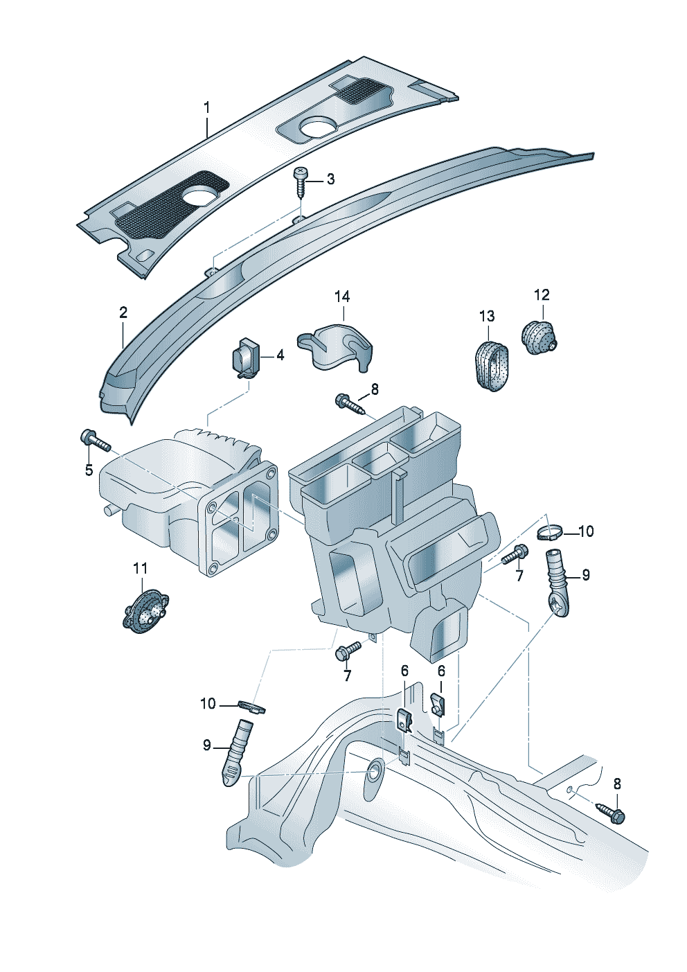 Водоотводящий щитокВодосточный жёлобКлапан для слива водыДатчик загрязнения воздуха  - Audi A6/S6/Avant quattro - a6q