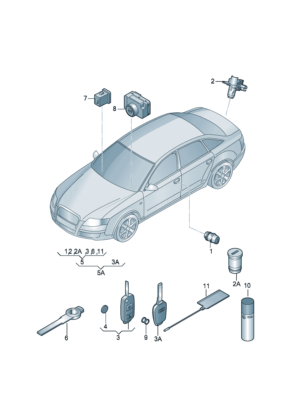 Личинка замкаКлюч  - Audi A6/Avant - a6