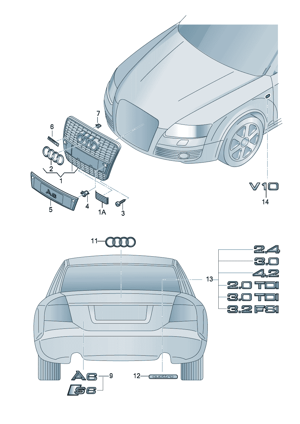inscriptions/lettering  - Audi A6/S6/Avant/qu. - a6q