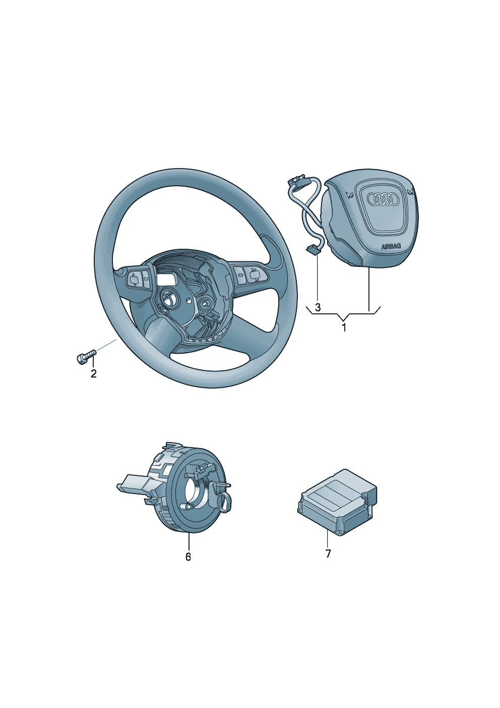 airbag unit for steering wheel<br/><br/><br/><br/><br/> Caution Hazardous <br/><br/><br/><br/><br/><br/>see workshop manual  - Audi A8/S8 quattro - a8q