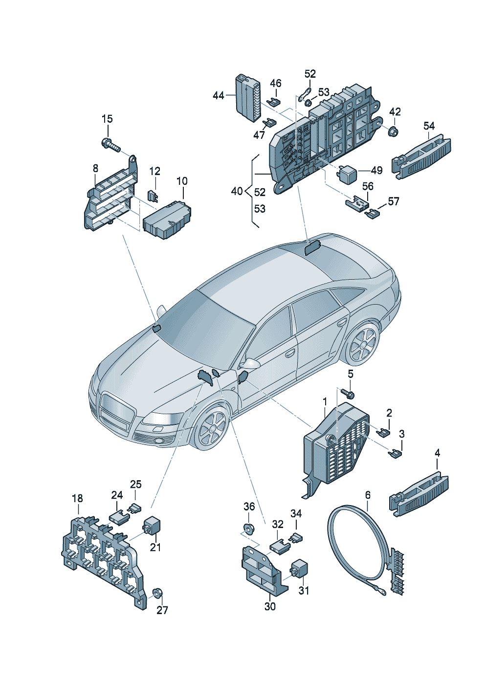 Main fuse socketrelay plate and relays right rear - Audi A6/Avant - a6