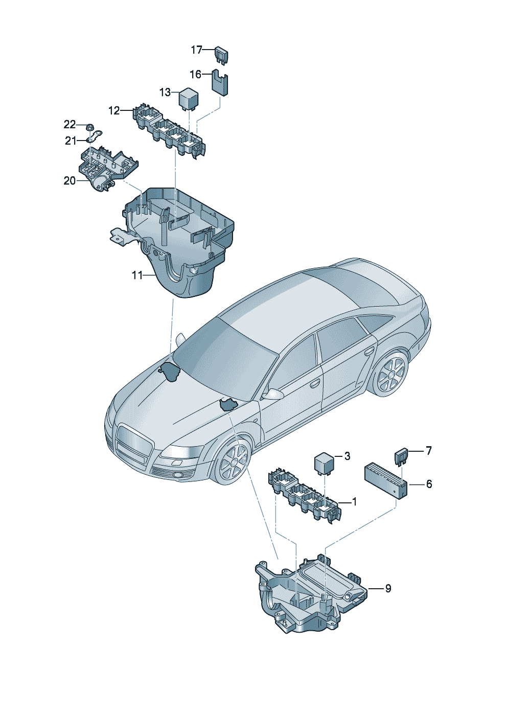 porte-relais et relaiscaisson deau droite - Audi A6/S6/Avant quattro - a6q