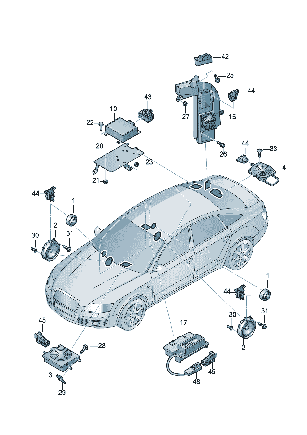 boitier a fiche platehaut-parleur  - Audi A4/Avant - a4