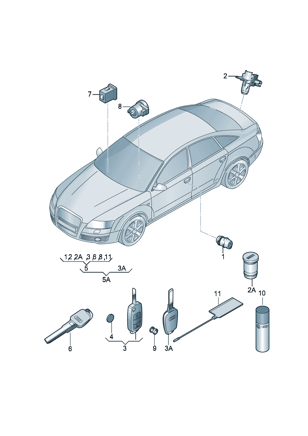 Личинка замкаКлюч  - Audi A4/Avant - a4