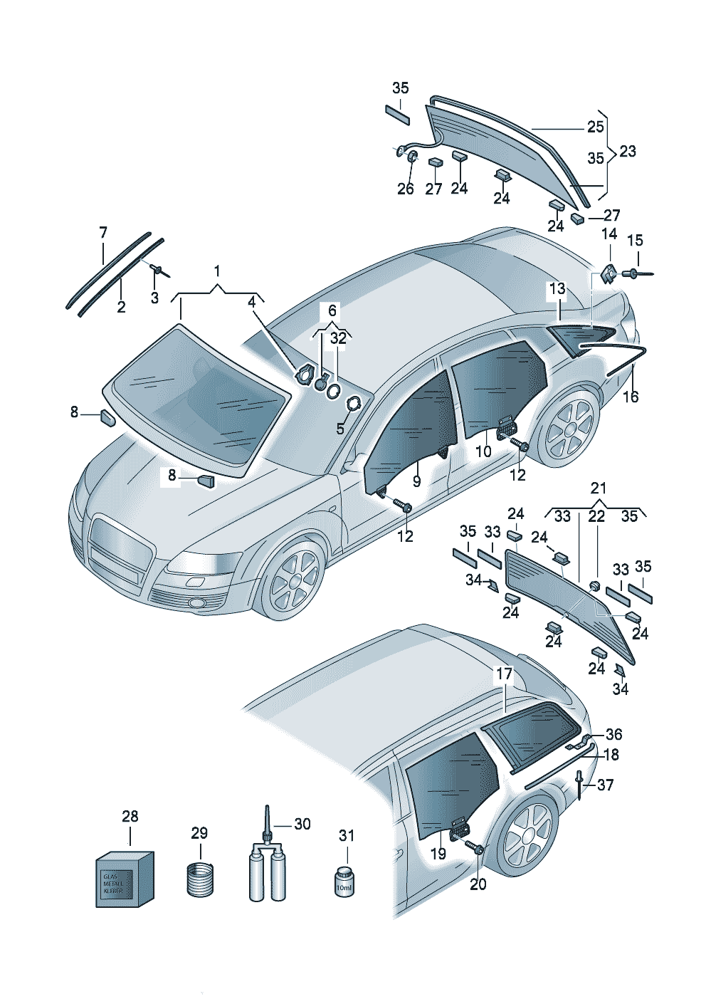 Rear window  - Audi A4/S4/Avant - a4q