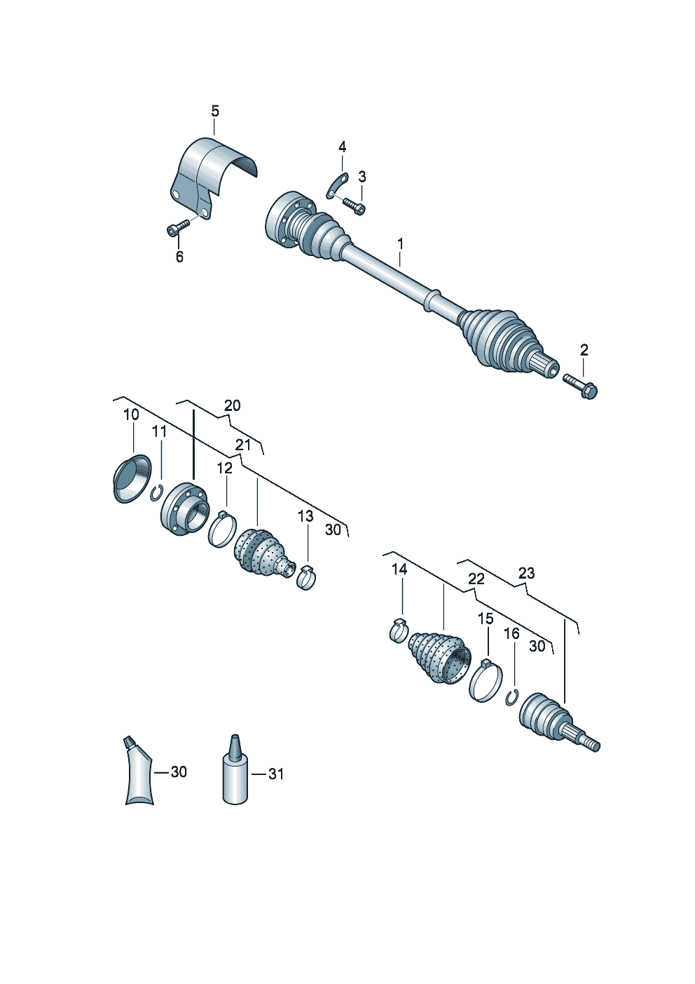 Gelenkwellefür 6-Gang Schaltgetriebe vorn - Audi A3/S3/Sportb./Lim./qu. - a3