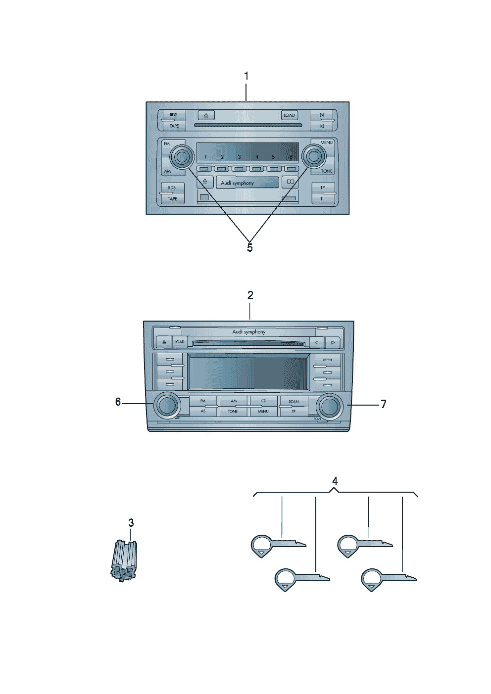 Оригинальные аксессуарыГоловное устройствоОтдельные детали<br/>функция FI невозможна  - Audi 100/Avant - a100