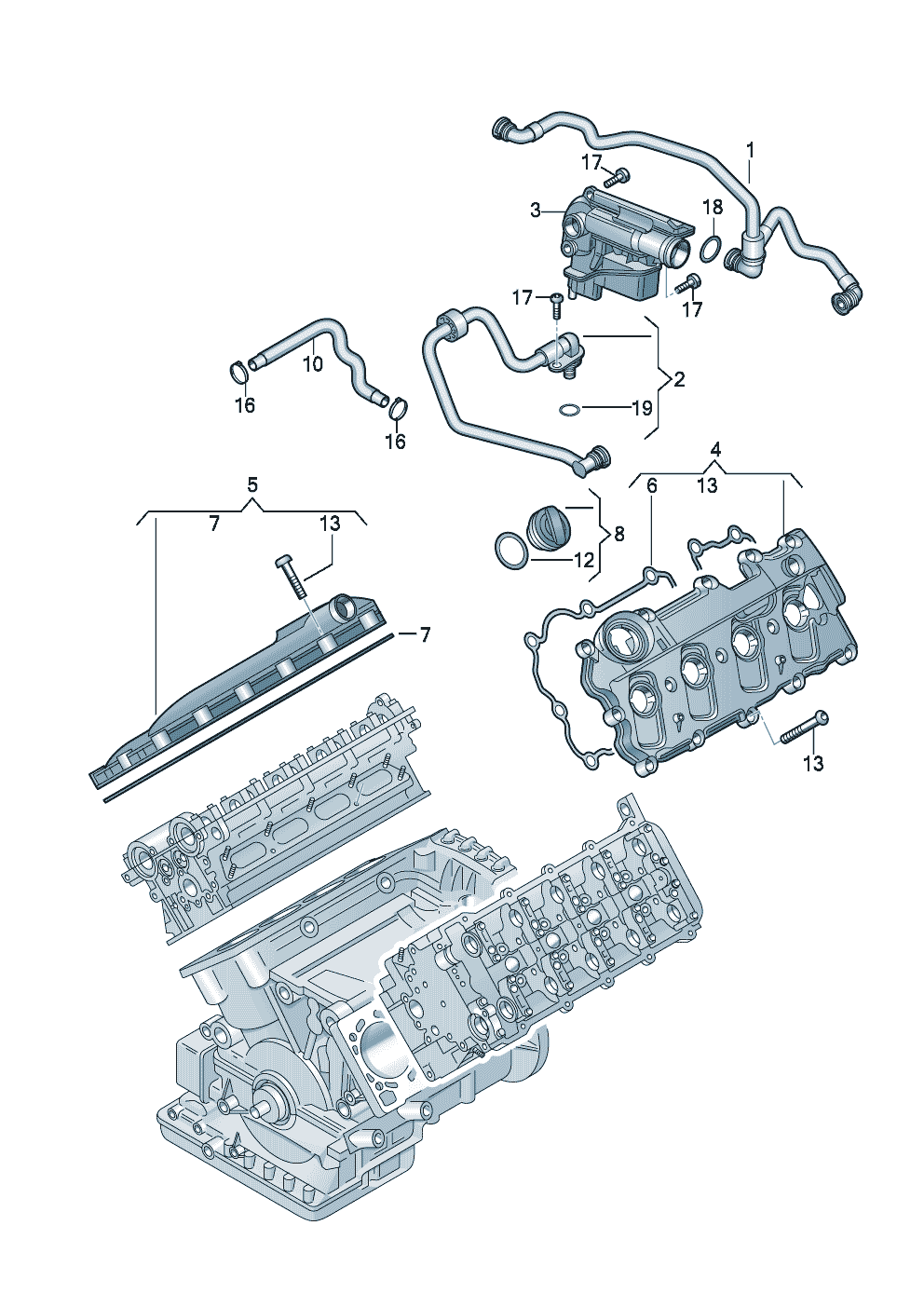 ZylinderkopfhaubeEntlüftung für Zylinderkopf-<br>haube 4,2Ltr.<br> 309KW - Audi RS4 Cabriolet qu. - rs4c