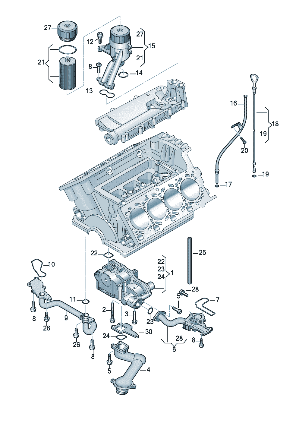 pompa oliofiltro olioSupporto filtro olioAsta di misurazione olio 4,2l - Audi RS4/Avant quattro - rs4