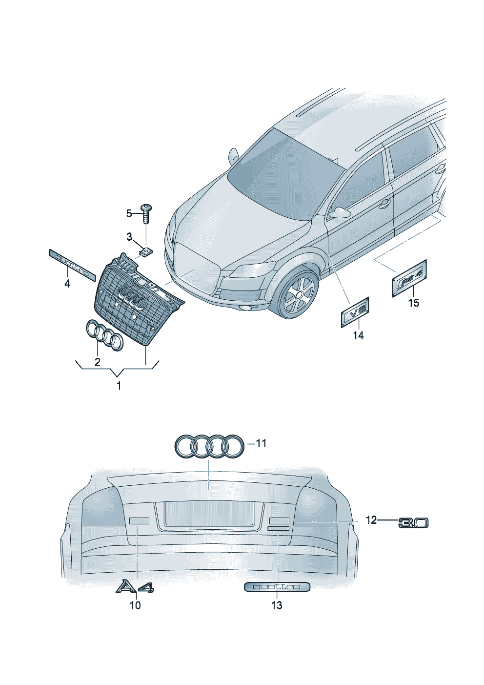 inscriptions/lettering rear - Audi A4/S4/Avant/quattro - a4q