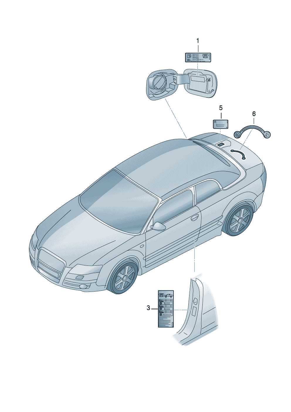 Plaque identificationPneumatique a carcasse radialeetiquette p. roue durgence  - Audi TT/TTS Coupe/Roadster - att
