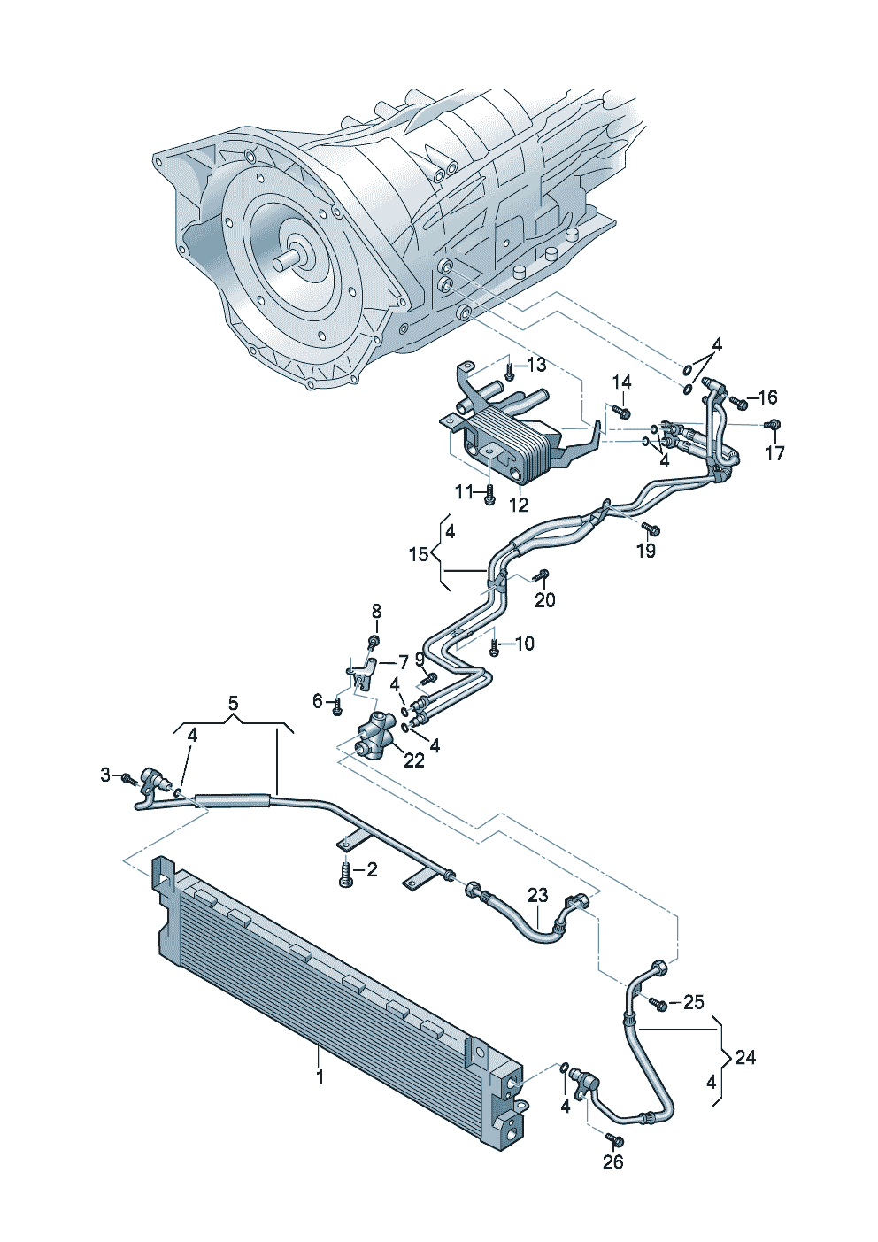 oliedrukleiding voor<br>versnellingsbakoliekoelingvoor 6-traps automaat 6,0ltr.versn.bakcode: - Audi Q7 - aq7